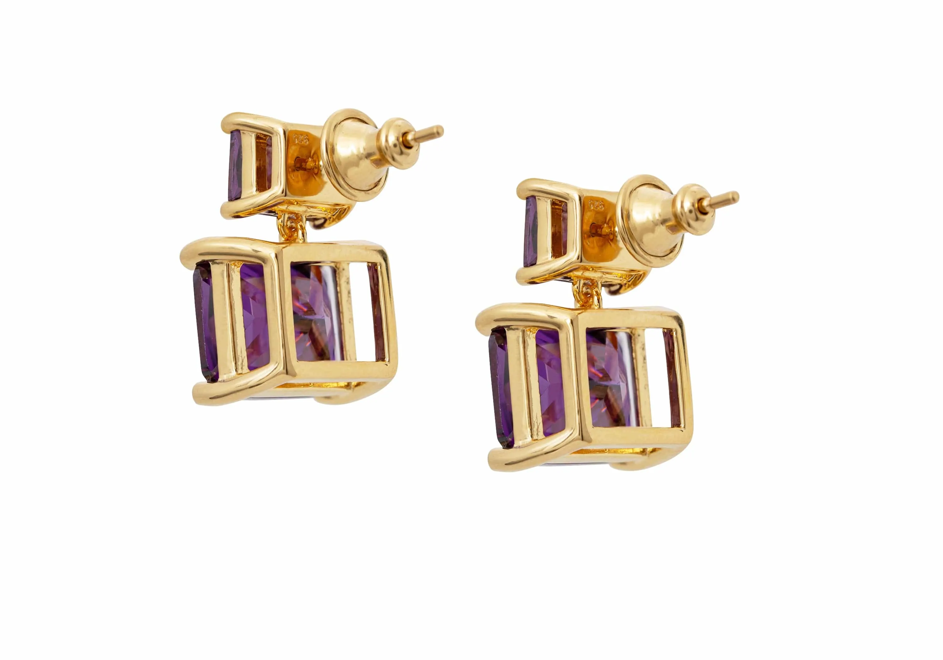 Rectangle Drop Earrings Purple