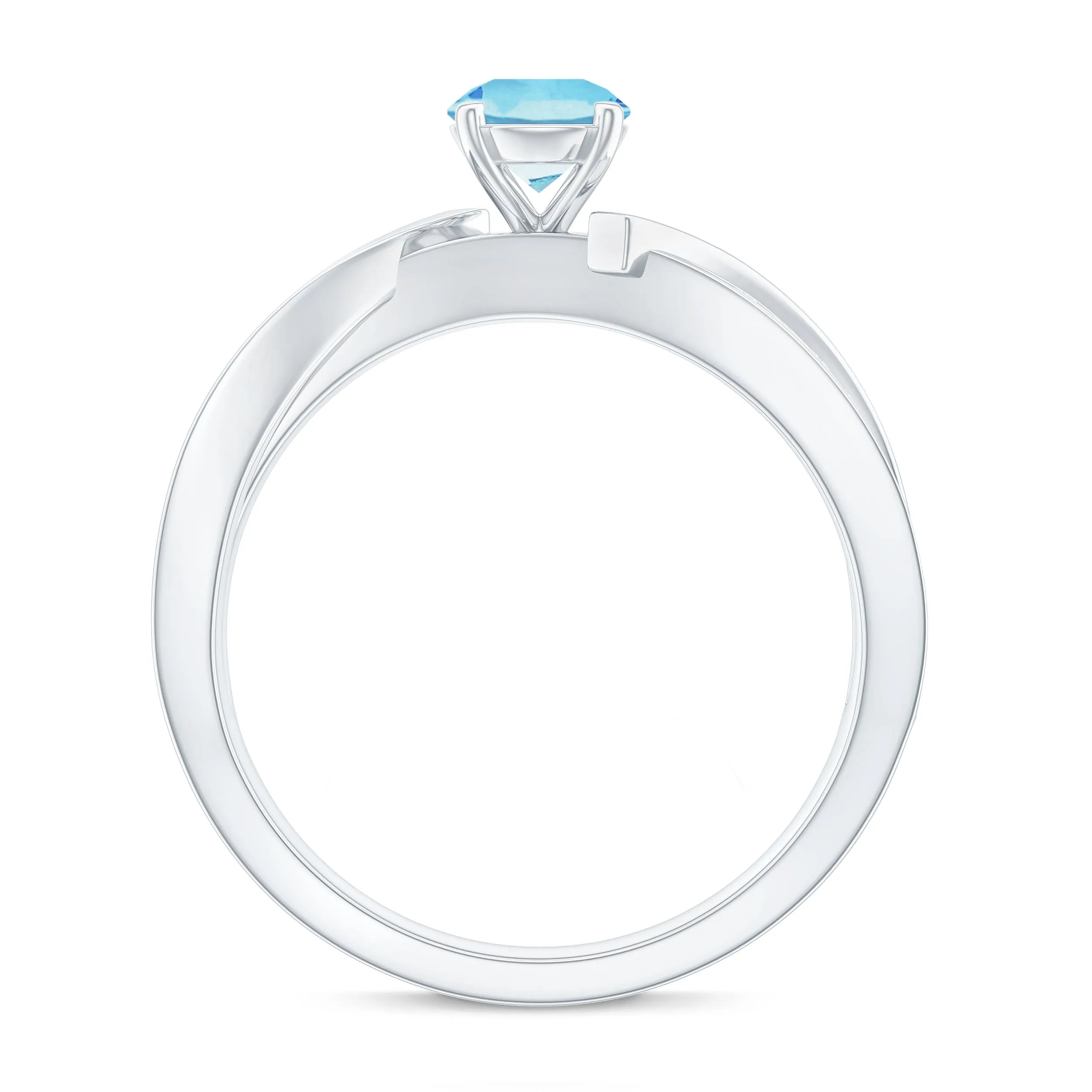 Round Aquamarine and Diamond Infinity Engagement Ring