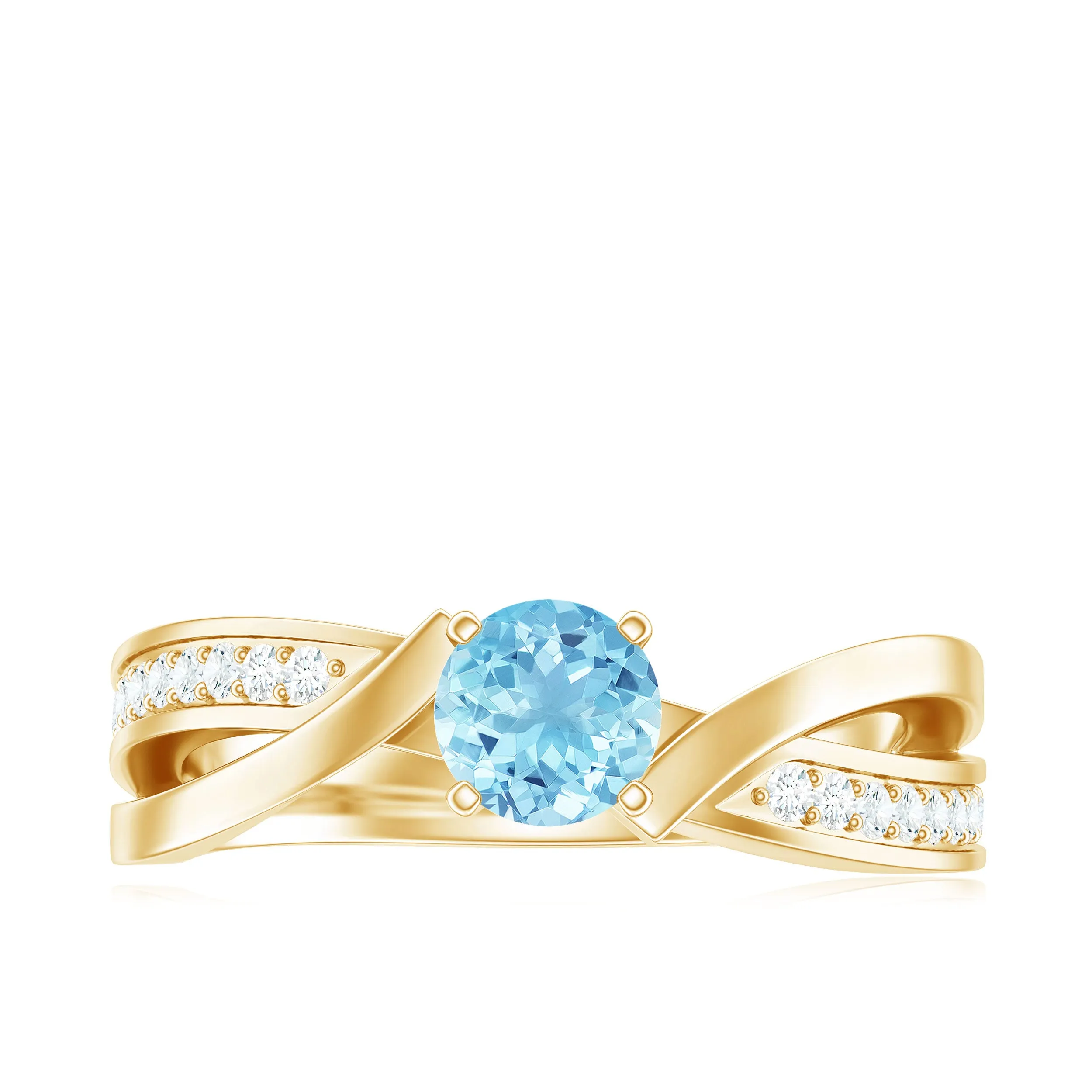 Round Aquamarine and Diamond Infinity Engagement Ring