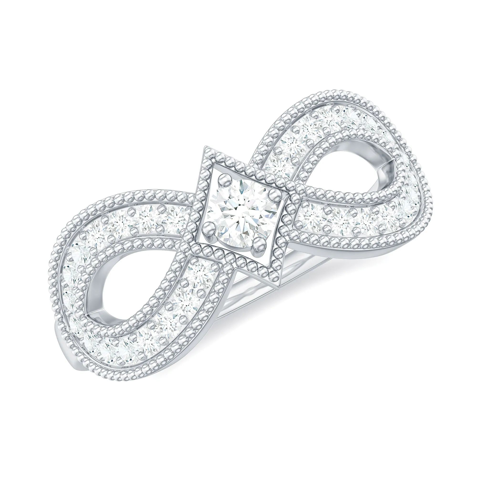 Round Moissanite Infinity Engagement Ring