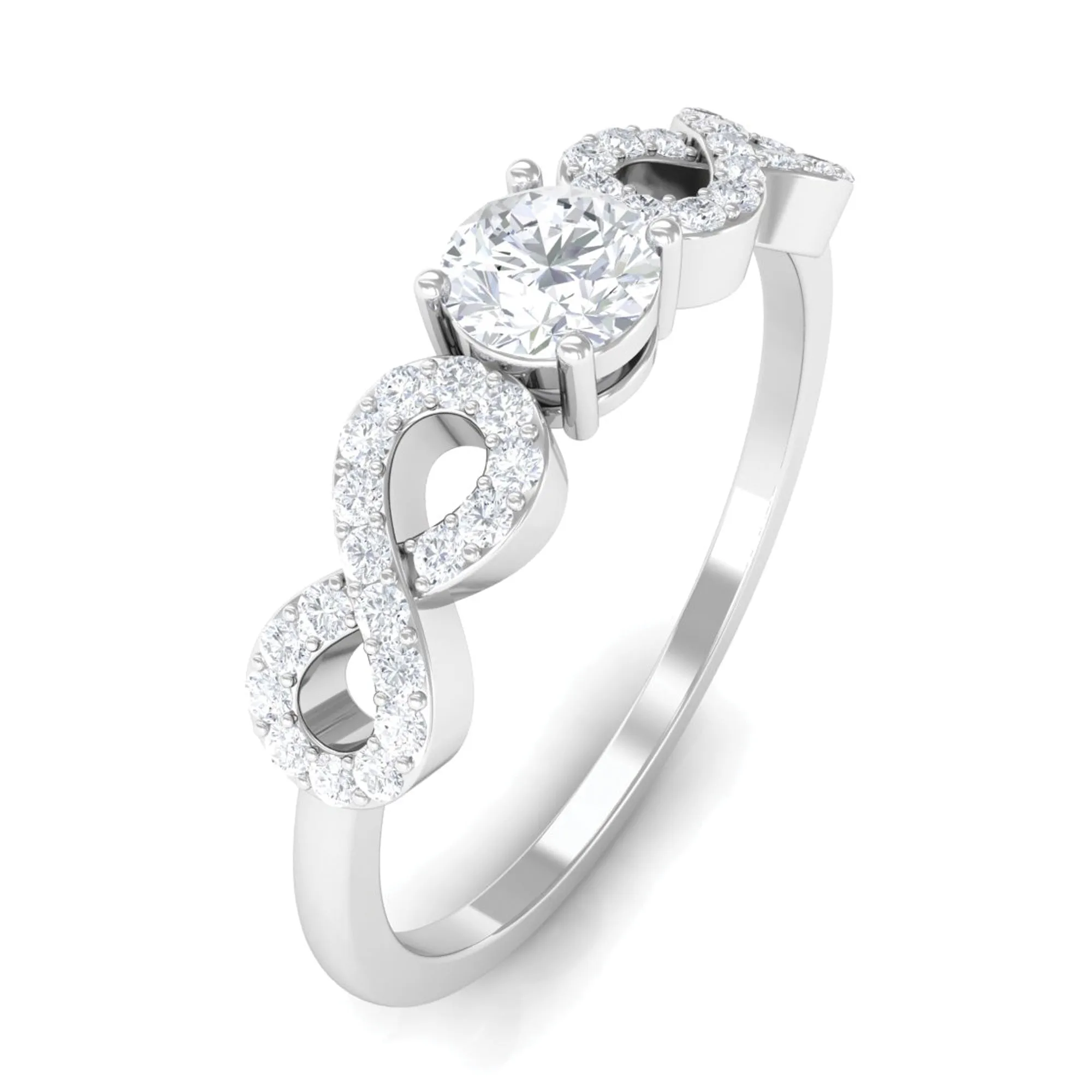 Round Moissanite Solitaire Infinity Ring