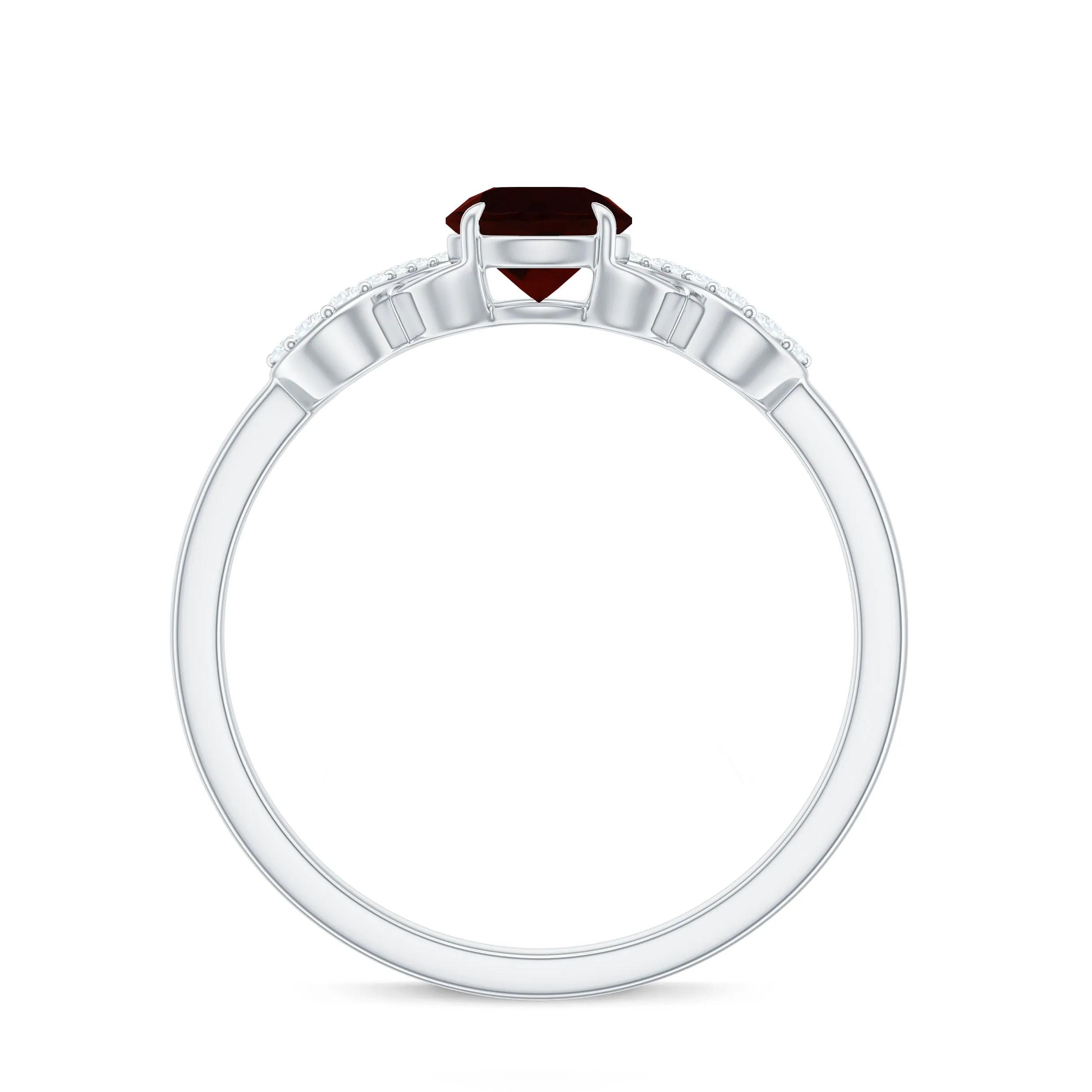 Round Shape Garnet and Diamond Infinity Engagement Ring