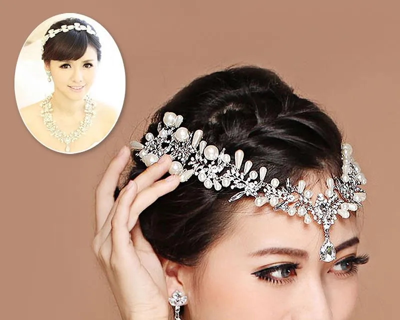 Shining Stylish Wedding Crown and Earring Jewelry set