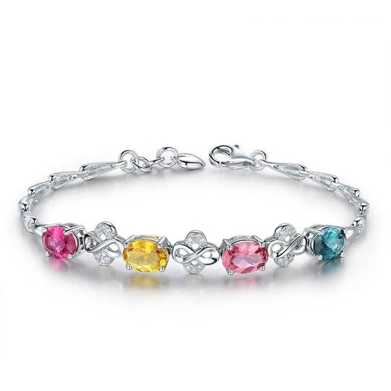 Silver 925 Jewelry Bracelet Trendy Luxury Gemstone