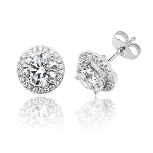 Silver & Co Claw Set Halo Cubic Zirconia Stud Earrings SEG0009CZ