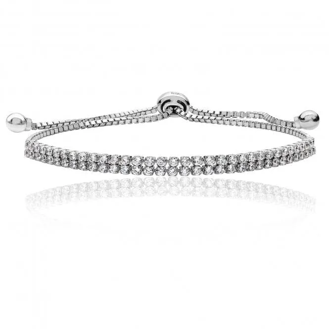 Silver & Co Fine Double Row Pull Cubic Zirconia Bracelet SBG0026