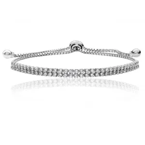 Silver & Co Fine Double Row Pull Cubic Zirconia Bracelet SBG0026