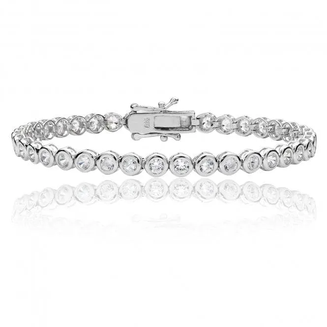 Silver & Co Round CZ Line Bracelet with Rub-Over Setting SBG0011