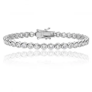 Silver & Co Round CZ Line Bracelet with Rub-Over Setting SBG0011