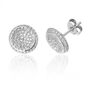 Silver & Co Round Pave Set Cubic Zirconia Stud Earrings SEG0063CZ