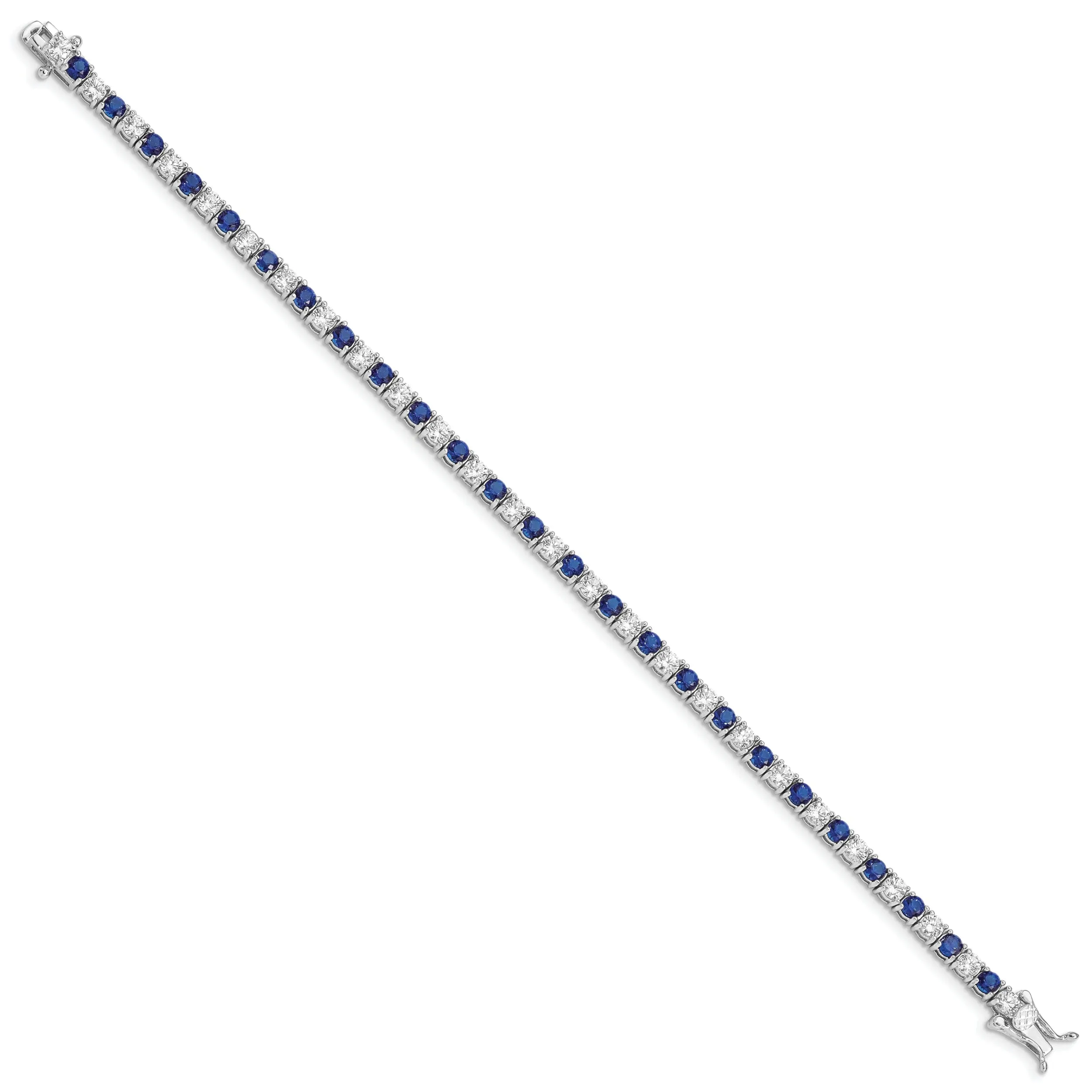 Silver Blue and Clear Cubic Zirconia Bracelet