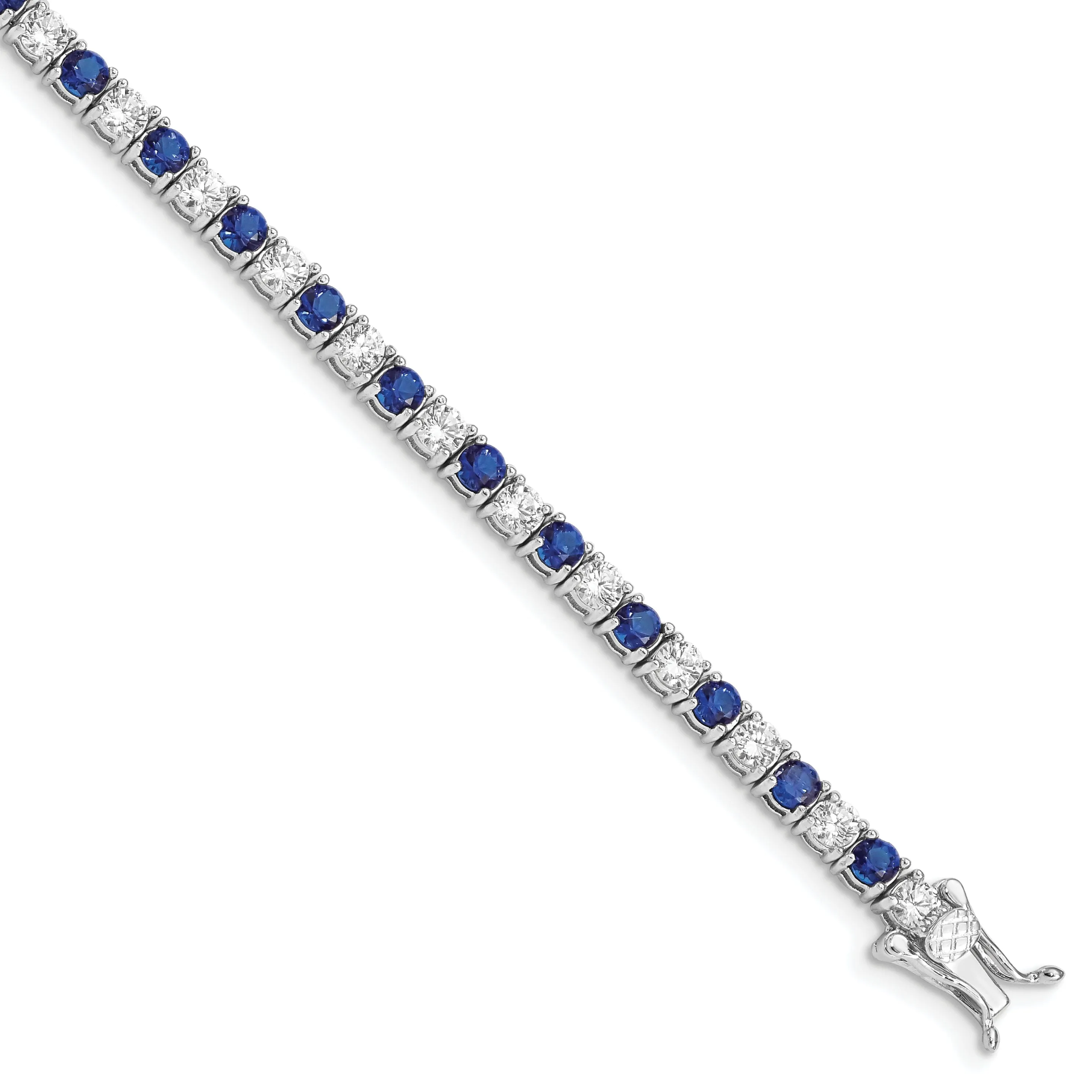 Silver Blue and Clear Cubic Zirconia Bracelet