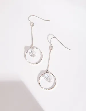 Silver Cubic Zirconia Circle Drop Earrings