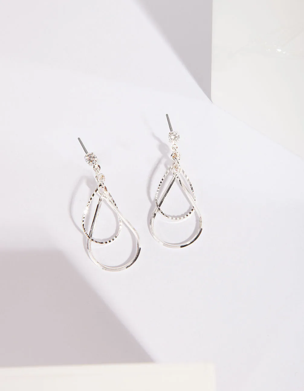 Silver Cubic Zirconia Teardrop Earring