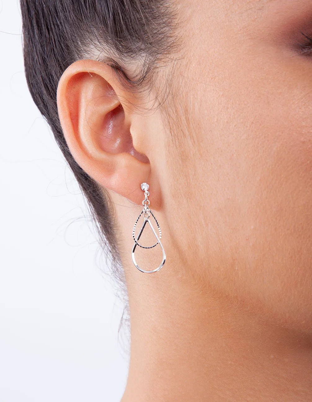 Silver Cubic Zirconia Teardrop Earring