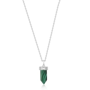 SILVER MALACHITE POINT NECKLACE