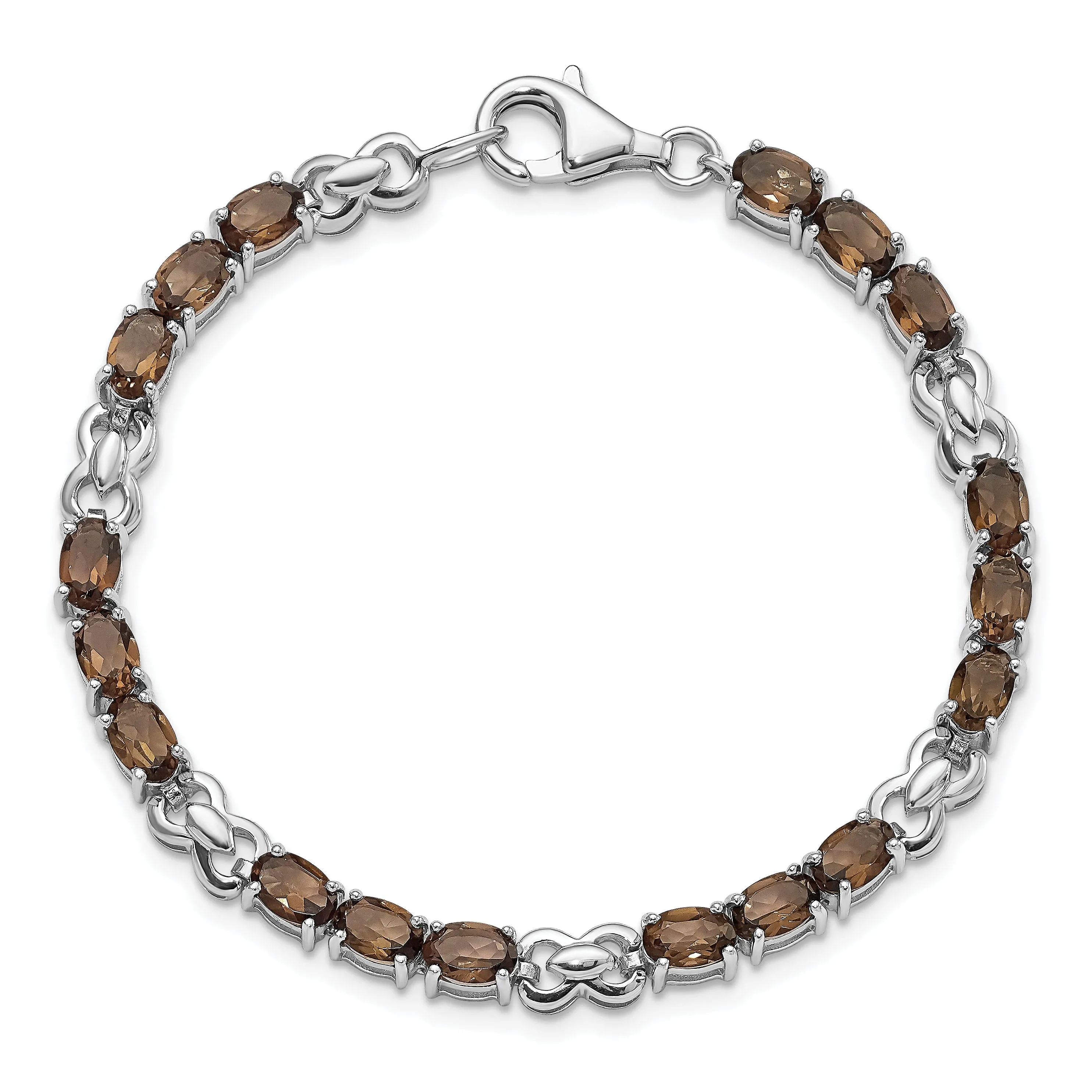 Silver Oval Smoky Quartz Gemstone Bracelet