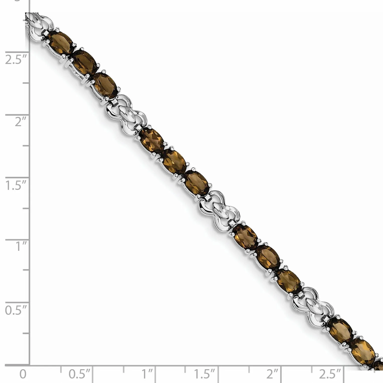 Silver Oval Smoky Quartz Gemstone Bracelet