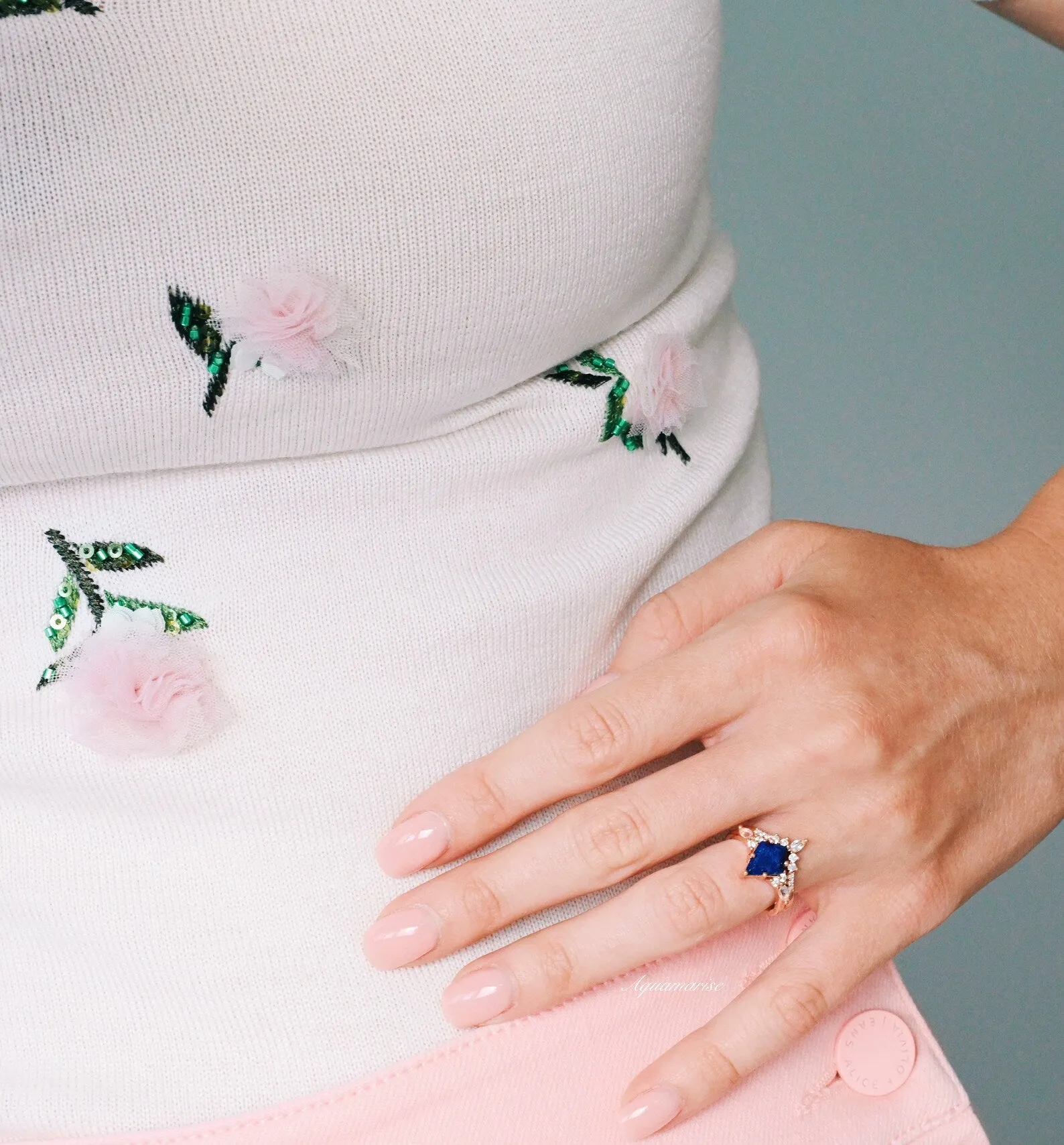 Skye Kite Lapis Lazuli & Moonstone Ring Set- 14K Rose Gold Vermeil