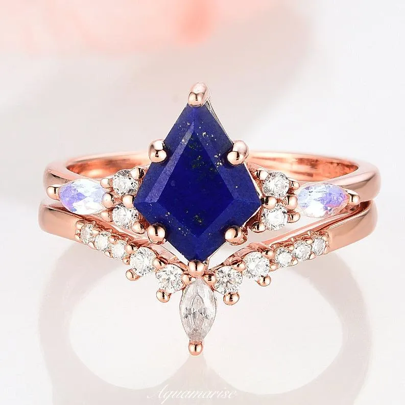 Skye Kite Lapis Lazuli & Moonstone Ring Set- 14K Rose Gold Vermeil