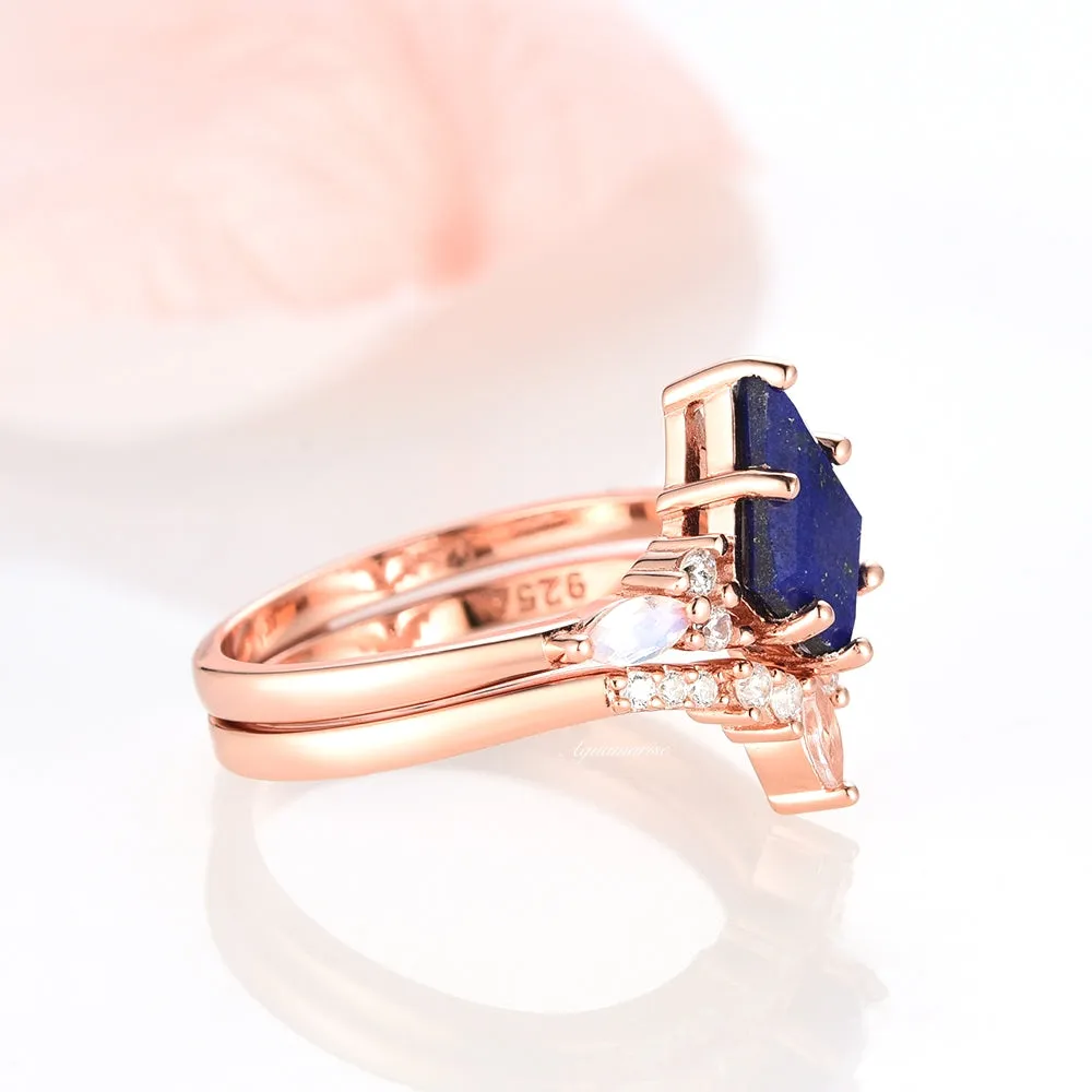 Skye Kite Lapis Lazuli & Moonstone Ring Set- 14K Rose Gold Vermeil