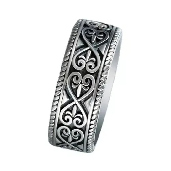 Stainless Steel Infinity Fleur de Lis Ring