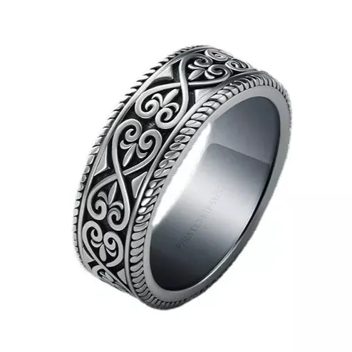 Stainless Steel Infinity Fleur de Lis Ring