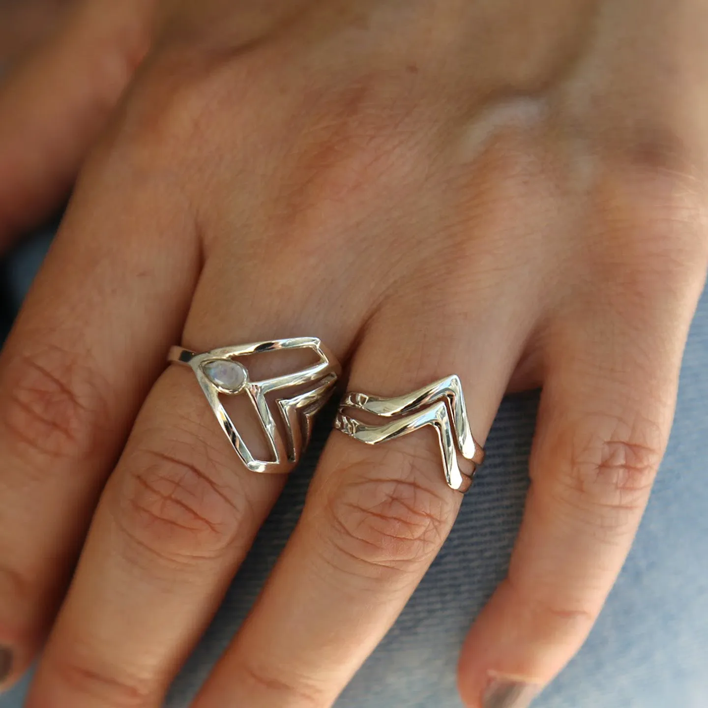 Sterling Chevron Ring