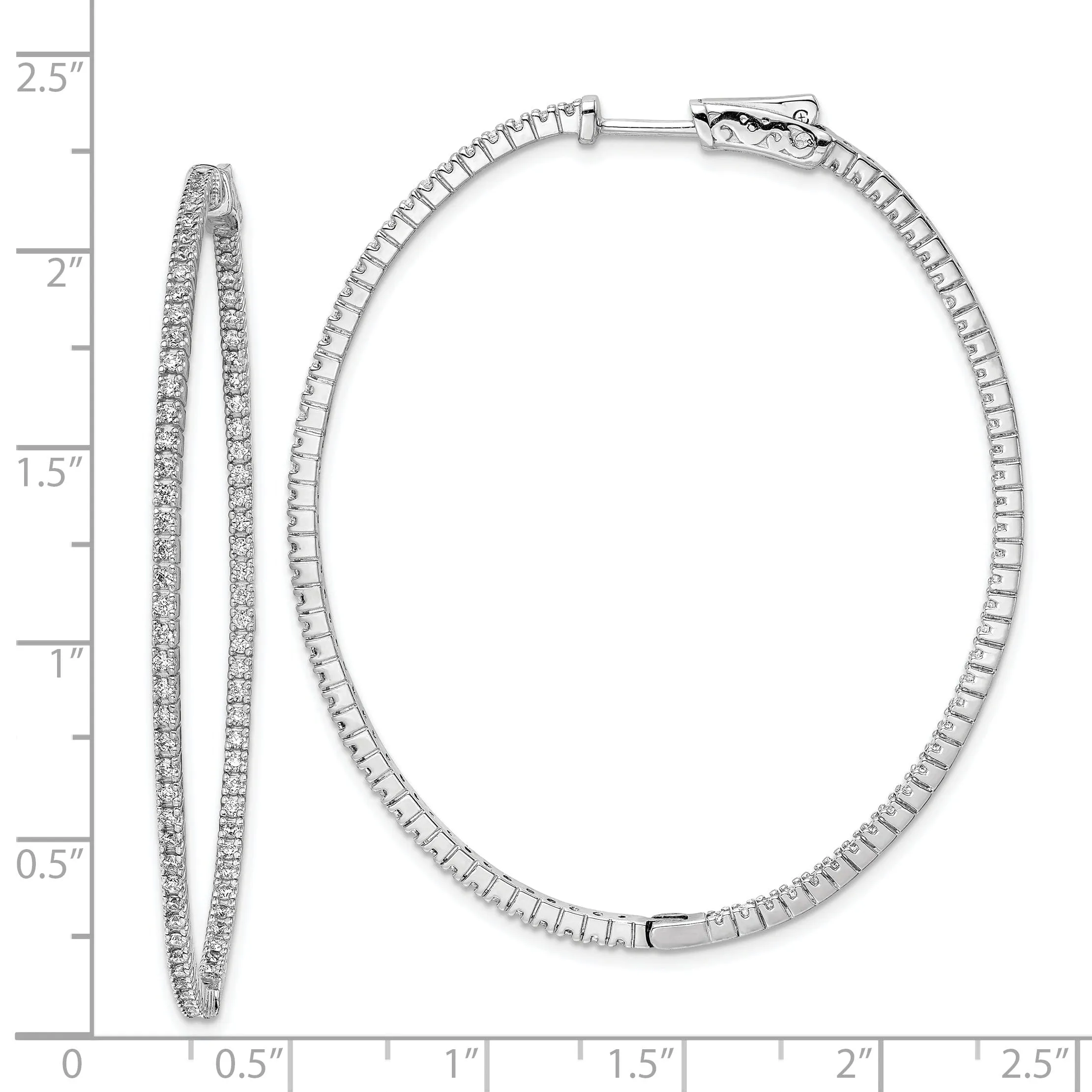 Sterling Silver CZ Oval Hoop Earrings