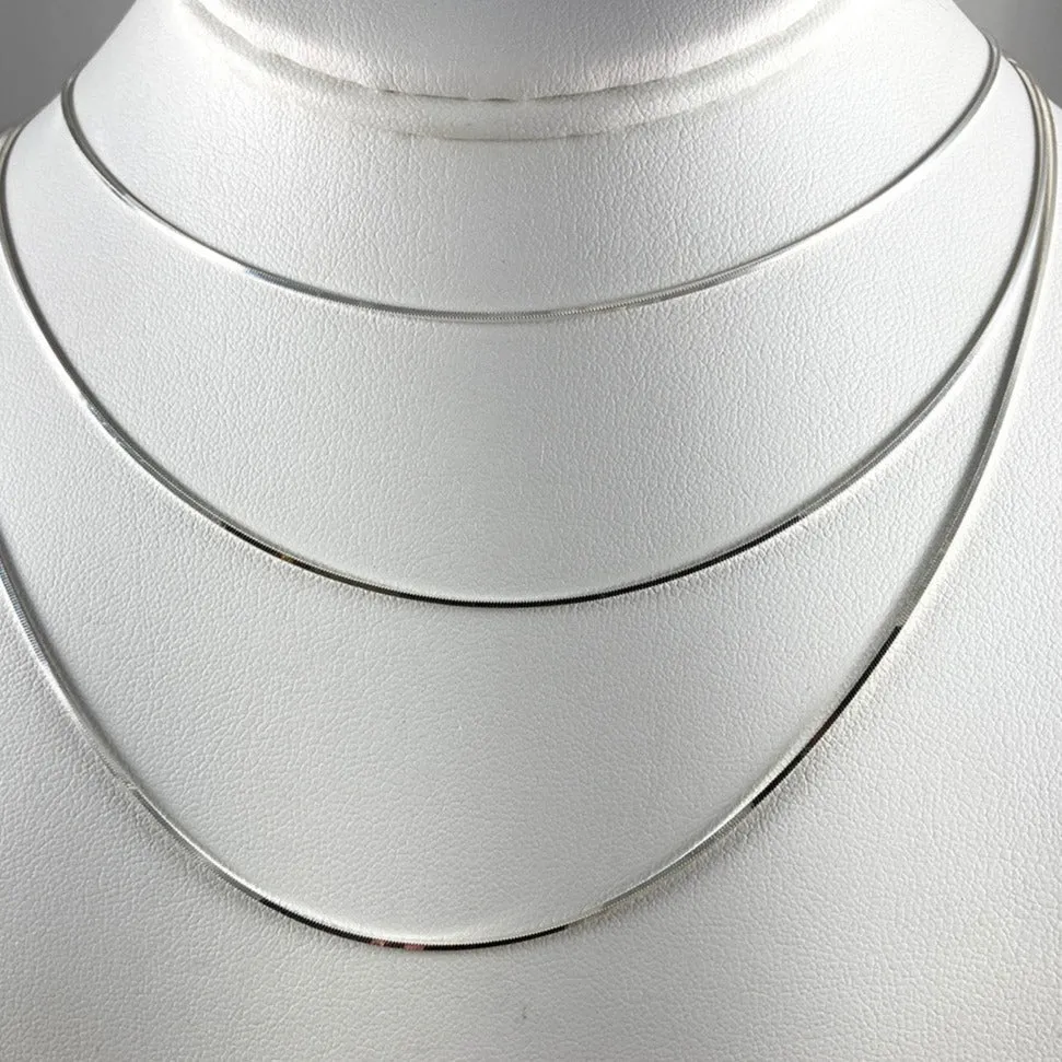 Thin Square Cut Omega Sterling Silver Chains