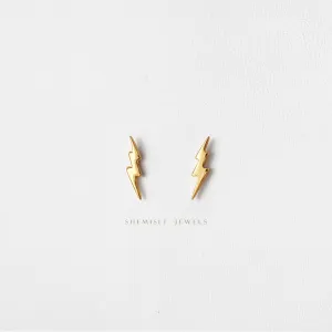 Tiny Lightning Studs Earrings, Unisex, Gold, Silver SHEMISLI - SS114 LR