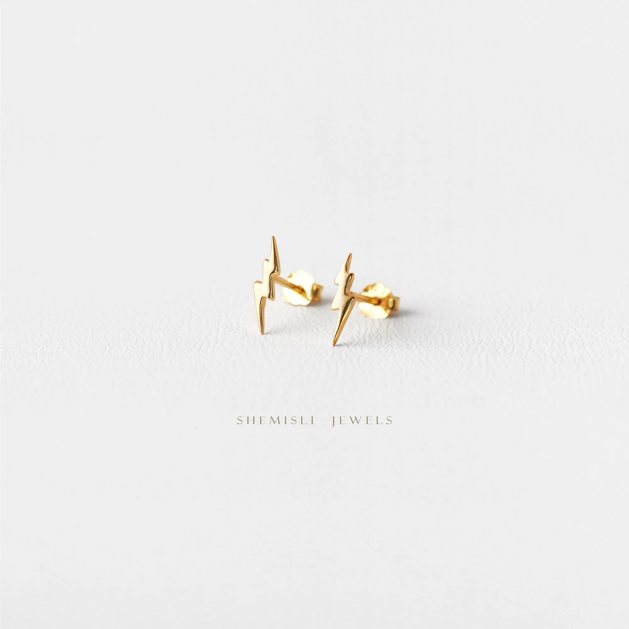 Tiny Lightning Studs Earrings, Unisex, Gold, Silver SHEMISLI - SS114 LR