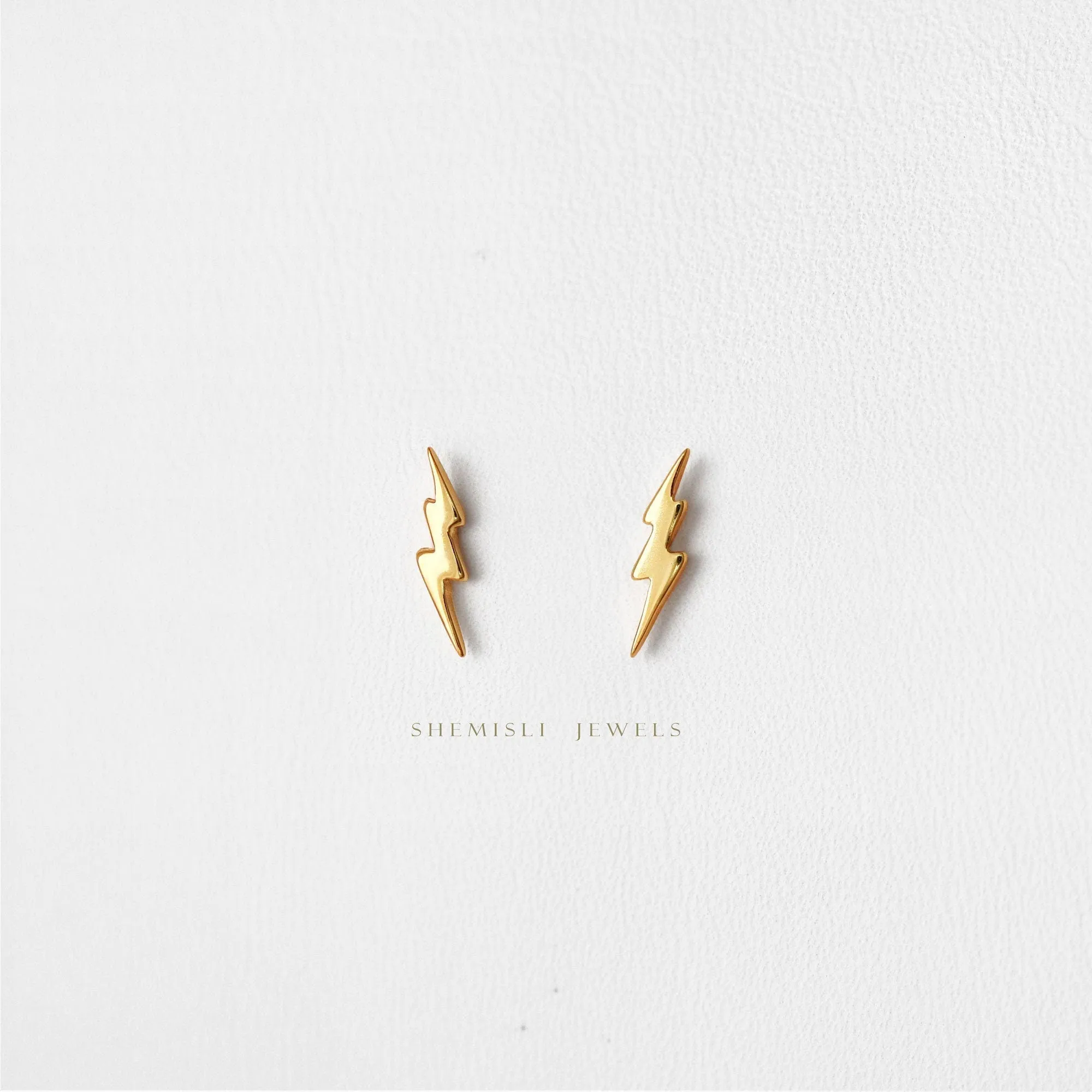 Tiny Lightning Studs Earrings, Unisex, Gold, Silver SHEMISLI - SS114 LR