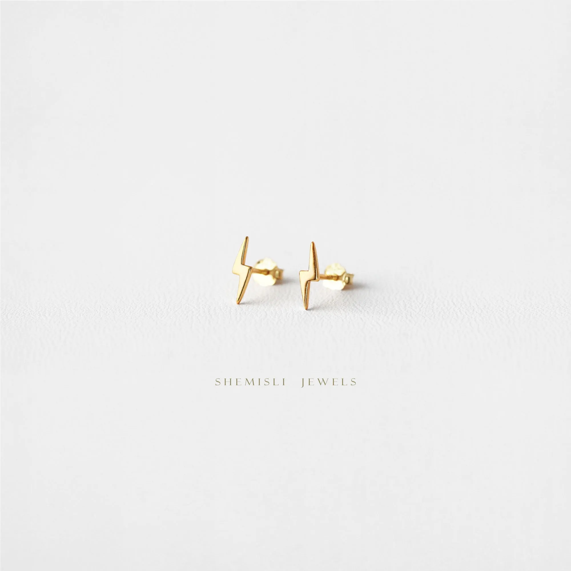 Tiny Lightning Studs Earrings, Unisex, Gold, Silver SHEMISLI - SS860 LR