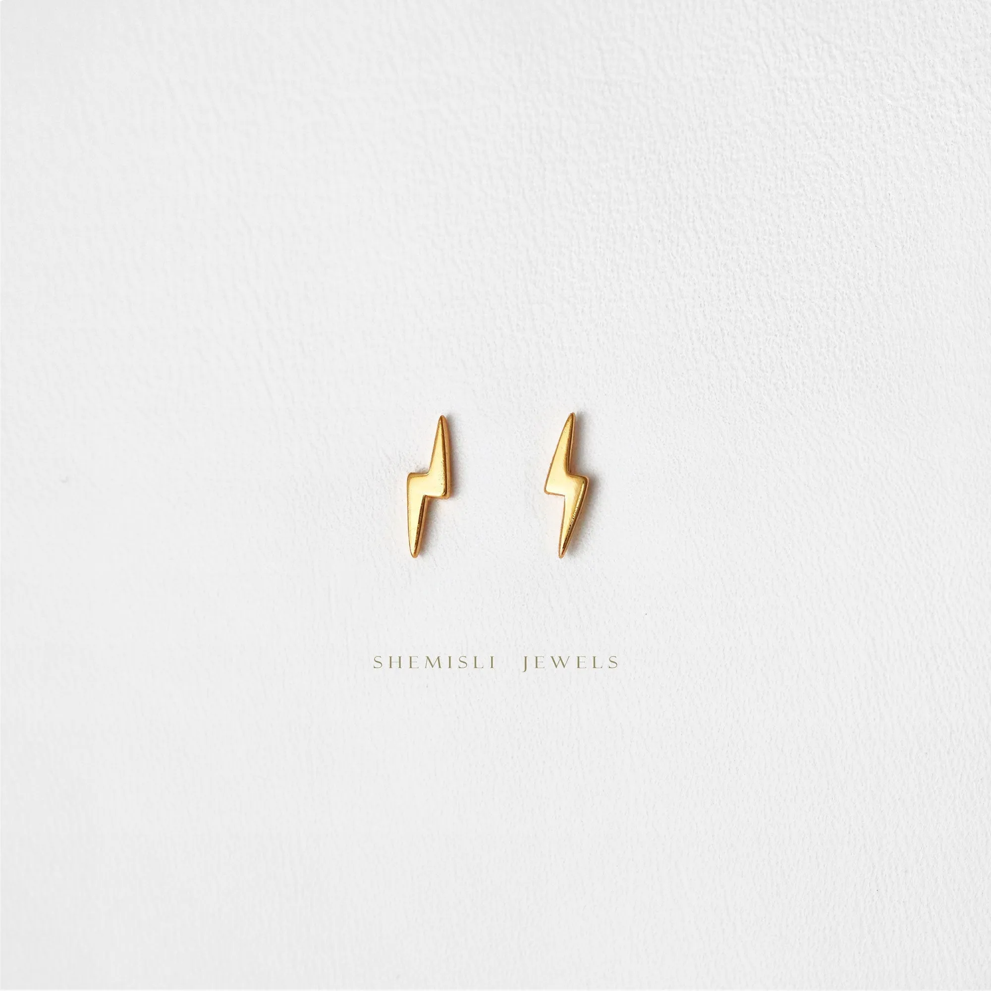 Tiny Lightning Studs Earrings, Unisex, Gold, Silver SHEMISLI - SS860 LR