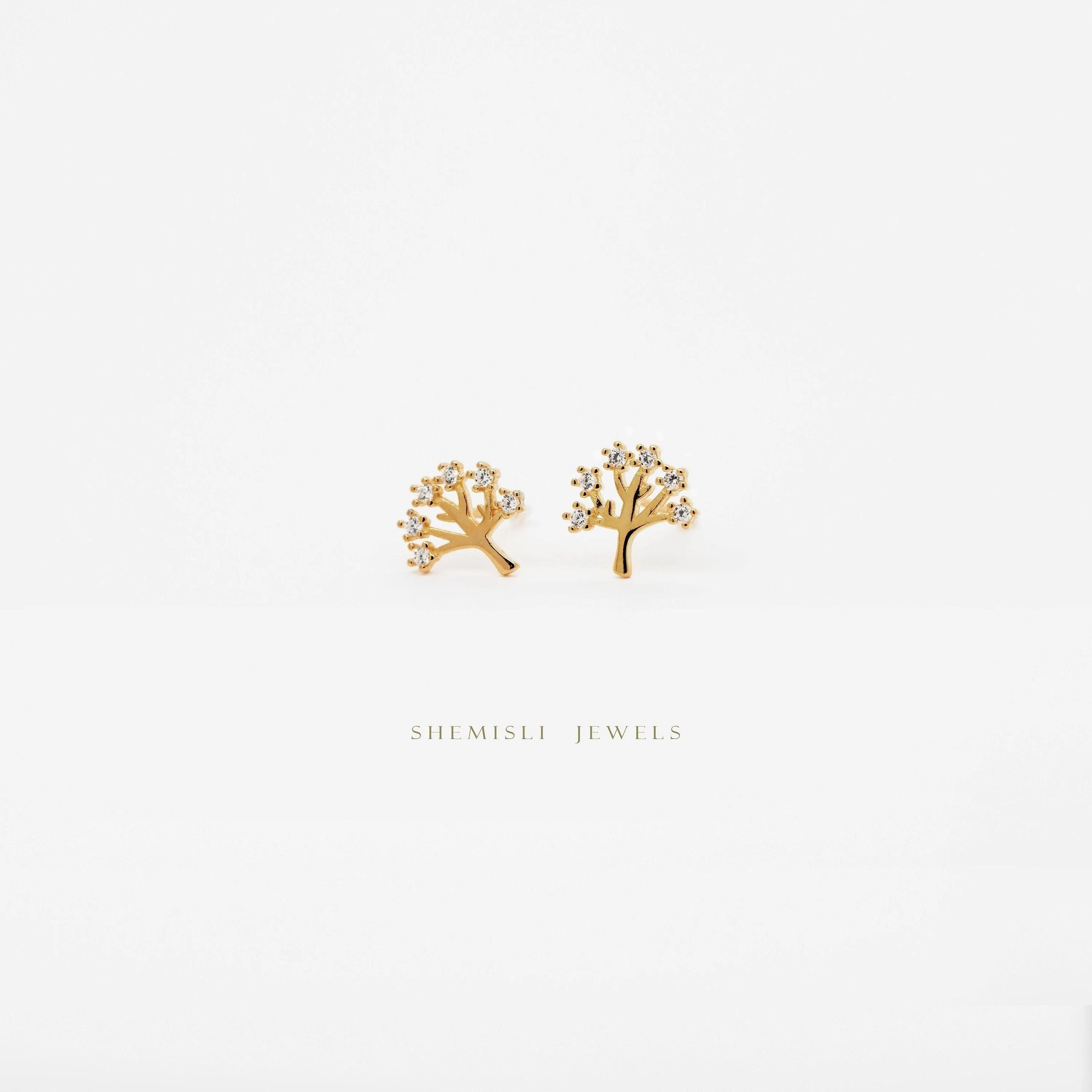 Tree Branch Stud Earrings, Gold, Silver SHEMISLI SS193 LR