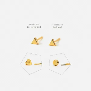 Triangle Studs Earrings, Unisex, Gold, Silver SHEMISLI SS016 Butterfly End, SS749 Screw Ball End (Type A)