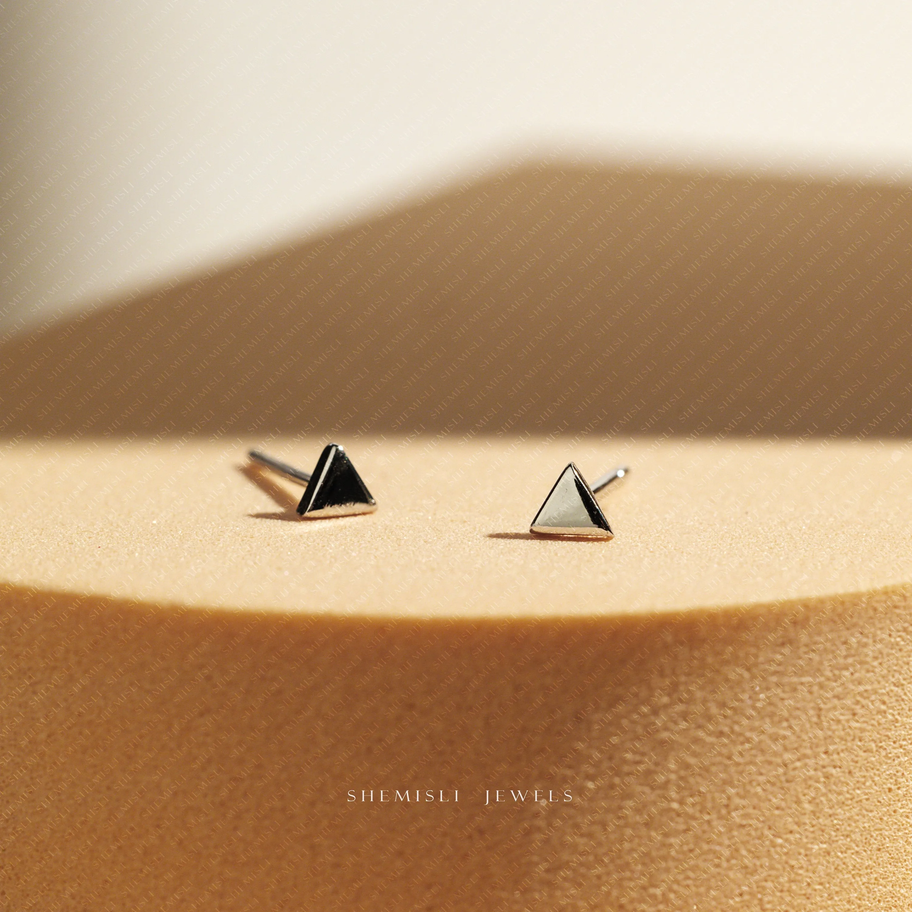 Triangle Studs Earrings, Unisex, Gold, Silver SHEMISLI SS016 Butterfly End, SS749 Screw Ball End (Type A)