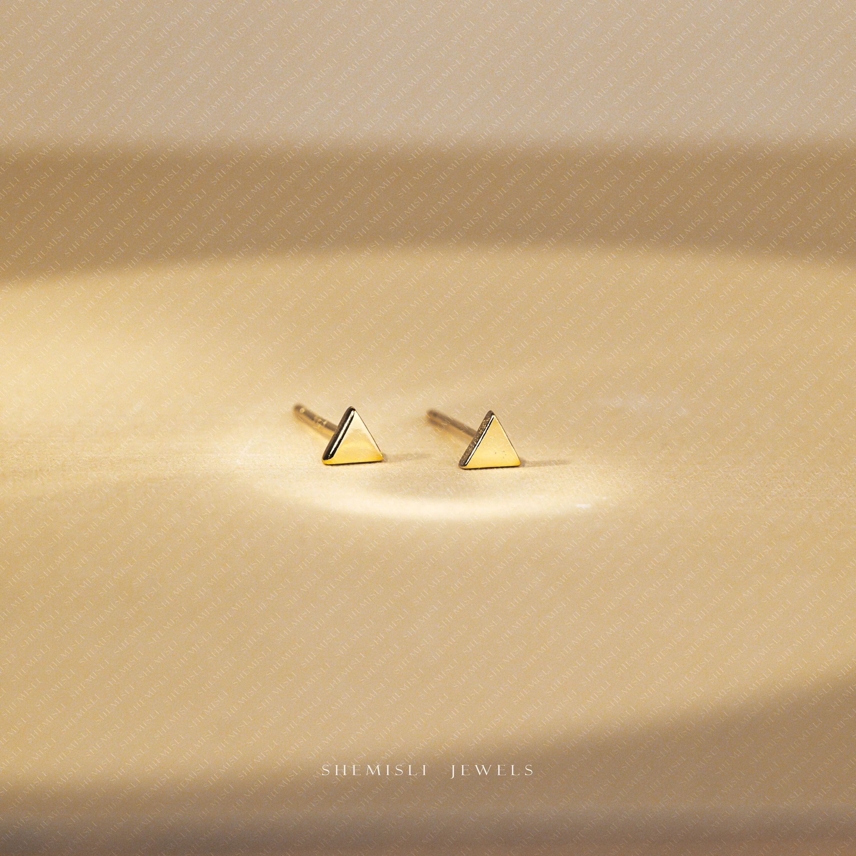 Triangle Studs Earrings, Unisex, Gold, Silver SHEMISLI SS016 Butterfly End, SS749 Screw Ball End (Type A)