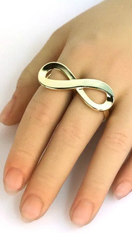 Two Finger Infinity Symbol Ring in Gold or Silver