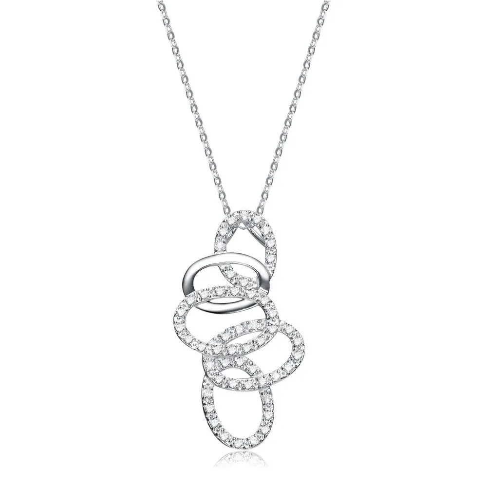 Vilette Silver Multi Oval Link CZ Pendant