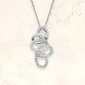 Vilette Silver Multi Oval Link CZ Pendant