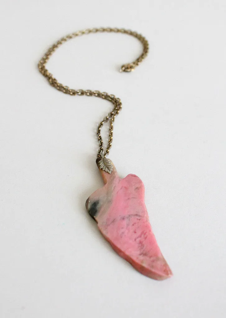 Vintage 1970s Agate Arrow Pendant Necklace