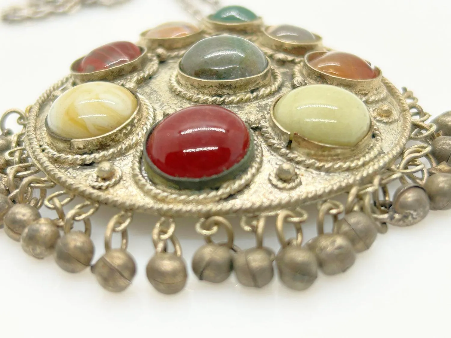 Vintage Celtic Viking Necklace with Various Cabochon Stones