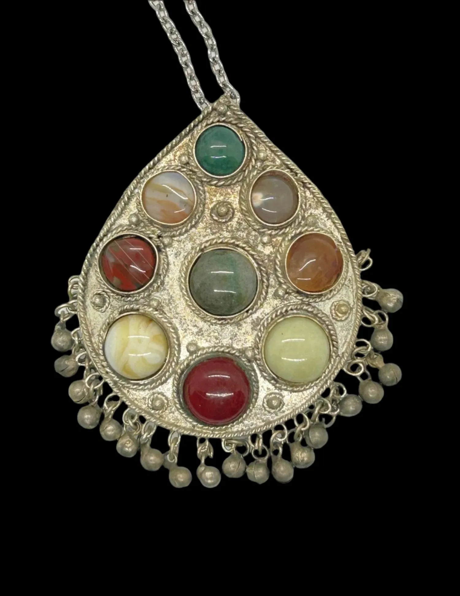 Vintage Celtic Viking Necklace with Various Cabochon Stones