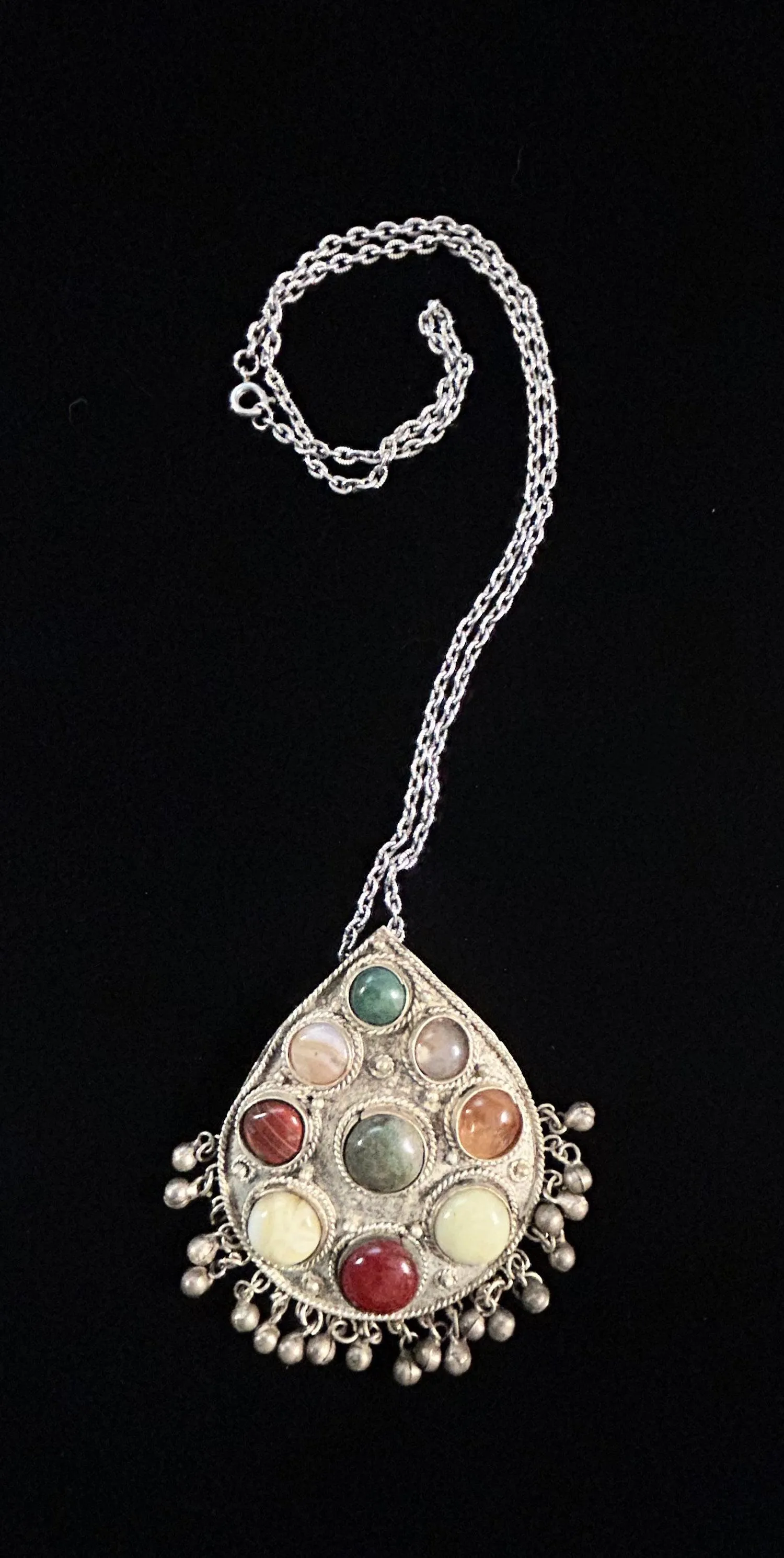 Vintage Celtic Viking Necklace with Various Cabochon Stones