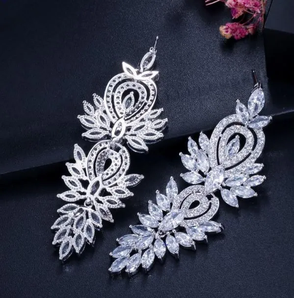 Vintage Gorgeous CZ Drop Bridal Earrings