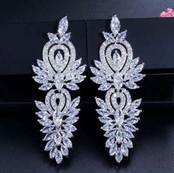 Vintage Gorgeous CZ Drop Bridal Earrings