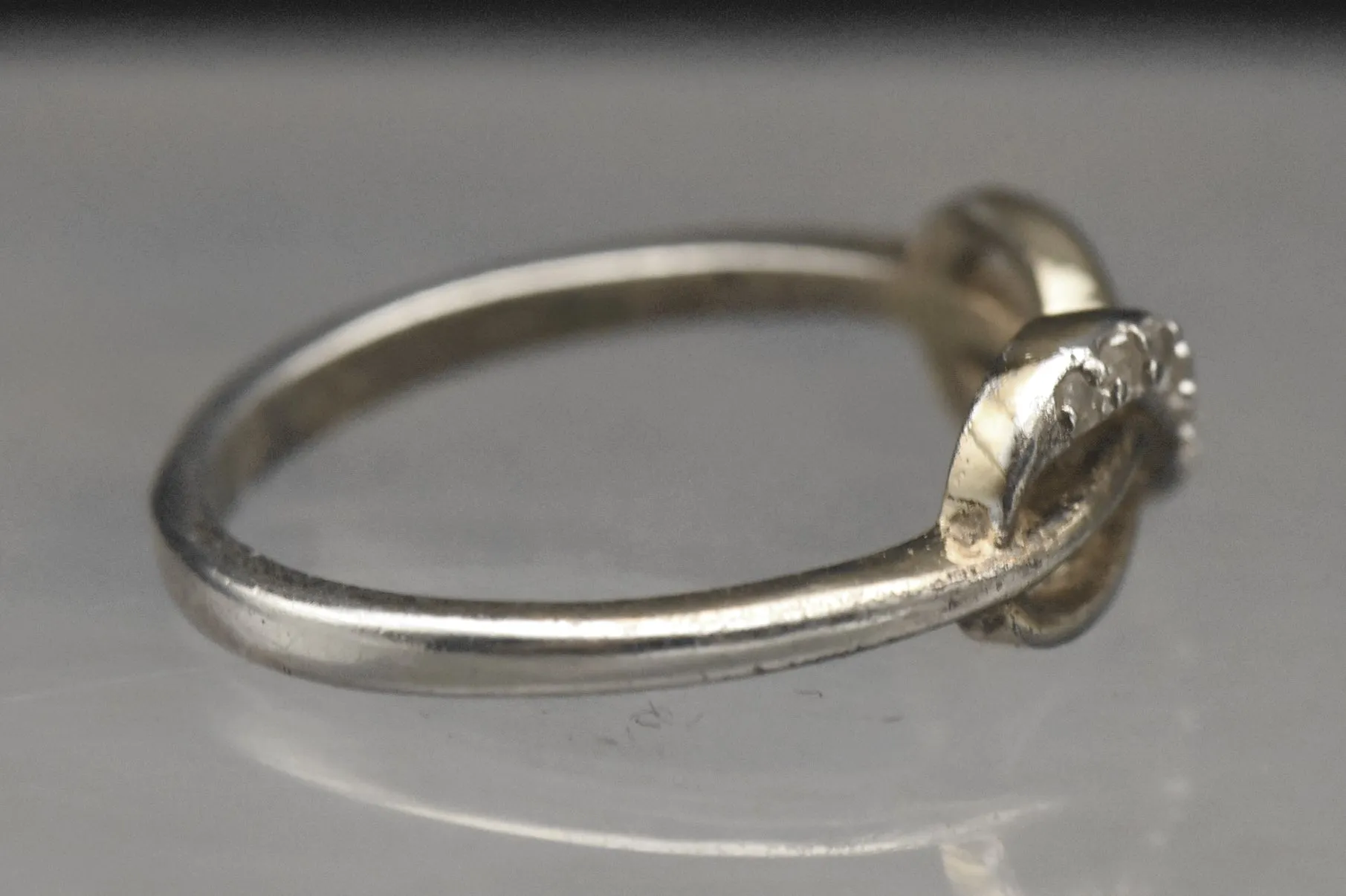 Vintage Sterling Silver Diamonds Ring - Size 7