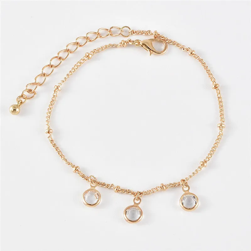 Women's Multi-layer Metal Chain Drill Anklet Combination Popular